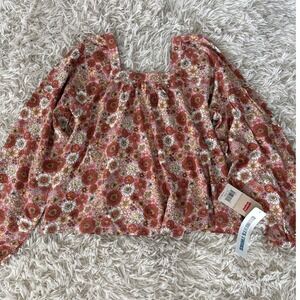 Levi's Kids Girls Floral Print Long Sleeve Square Neck Blouse‎ Top XL EG